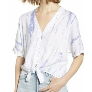Rails Tie Dye Tie Front Button Shirt Blue White Size L